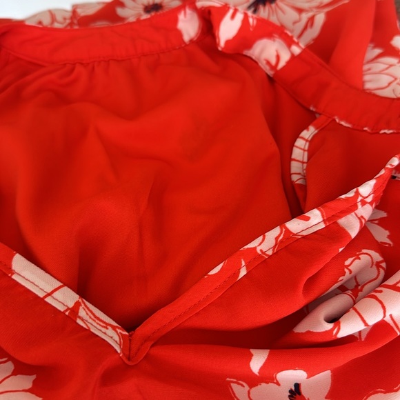 My Michelle girls floral romper orang & white one button bow in back. si… - Picture 7 of 7